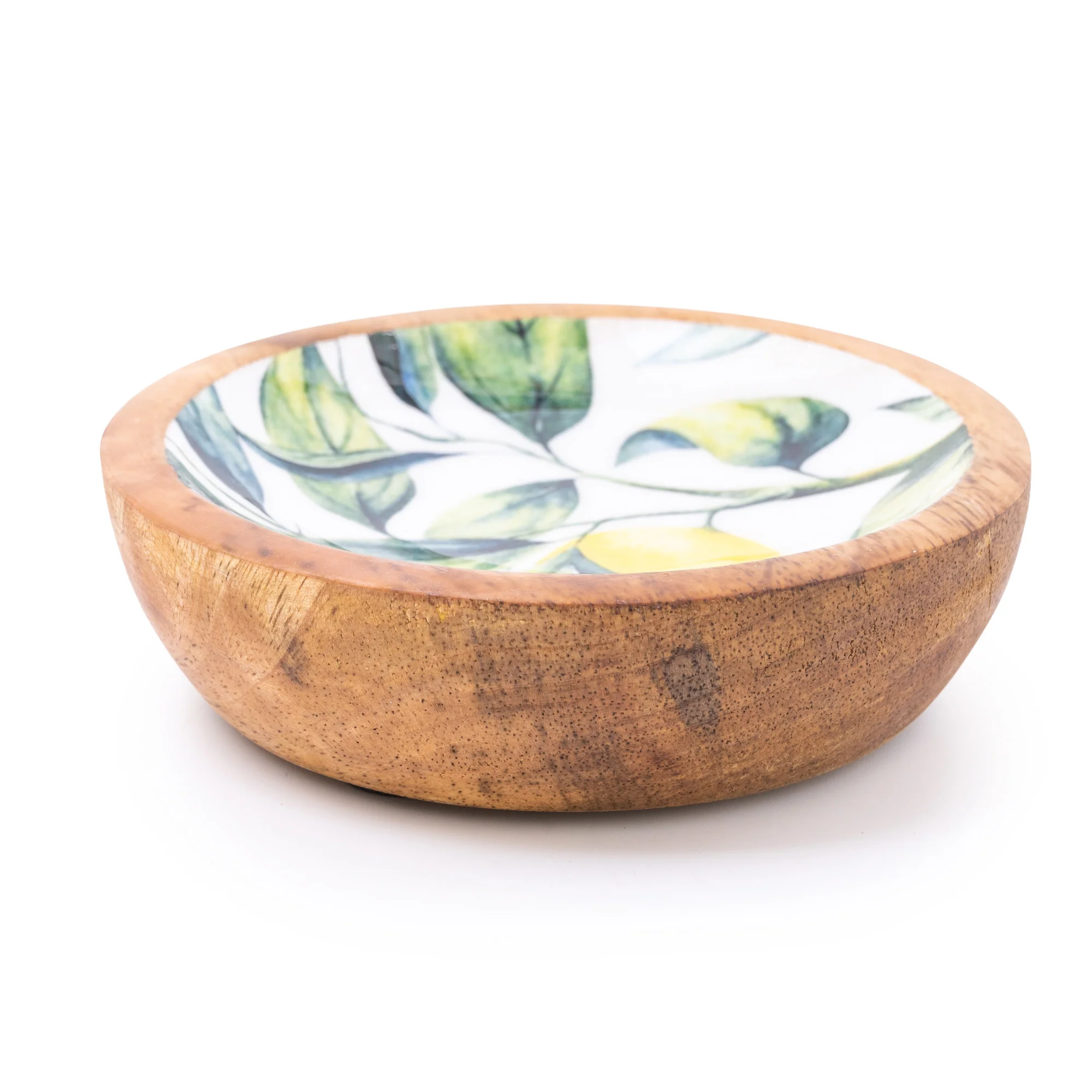 13CM Round Dish With Enamel Inlay Mediterranean Lemons - White - Image 4