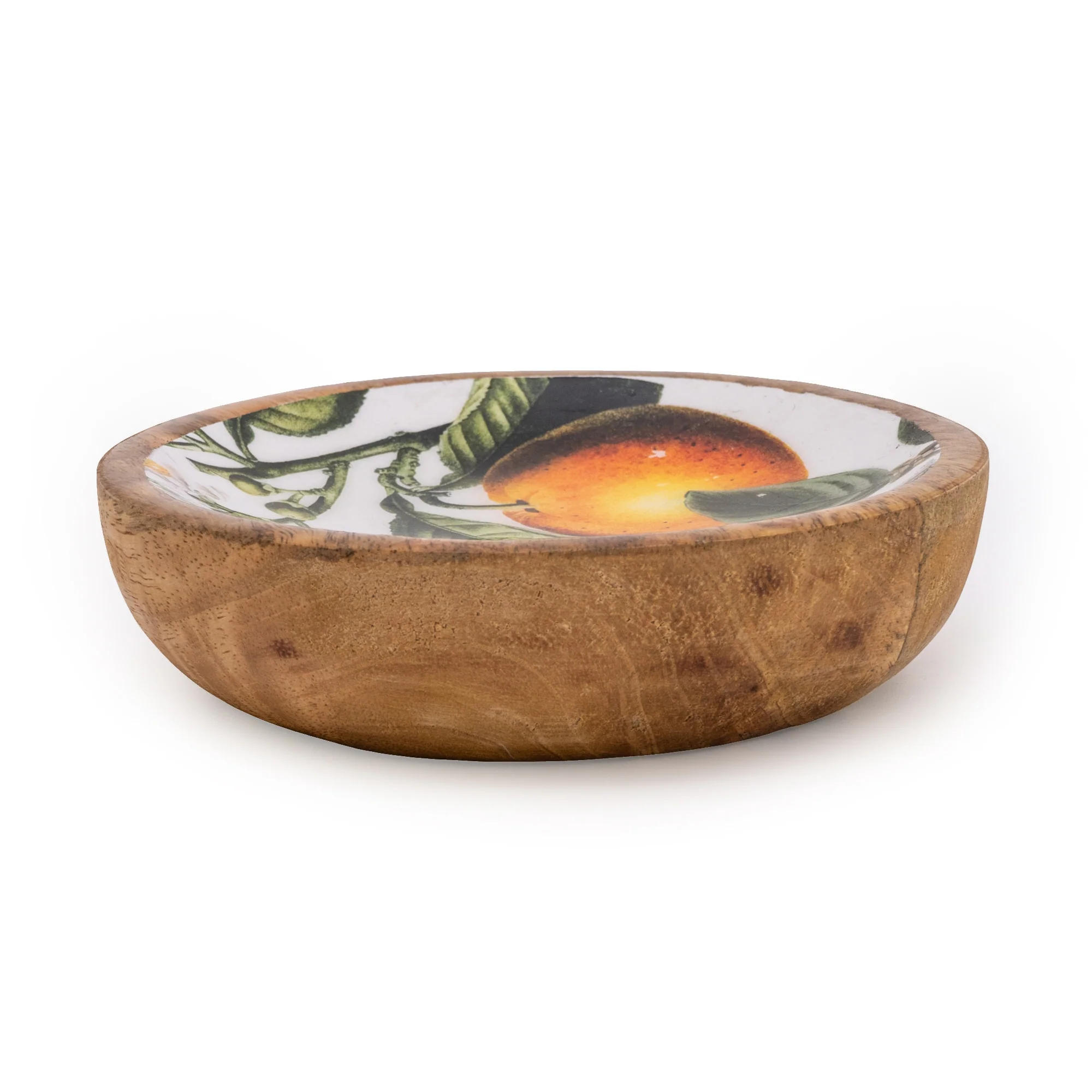 13cm Round Dish with Enamel Inlay Orange Blossom - White - Image 2