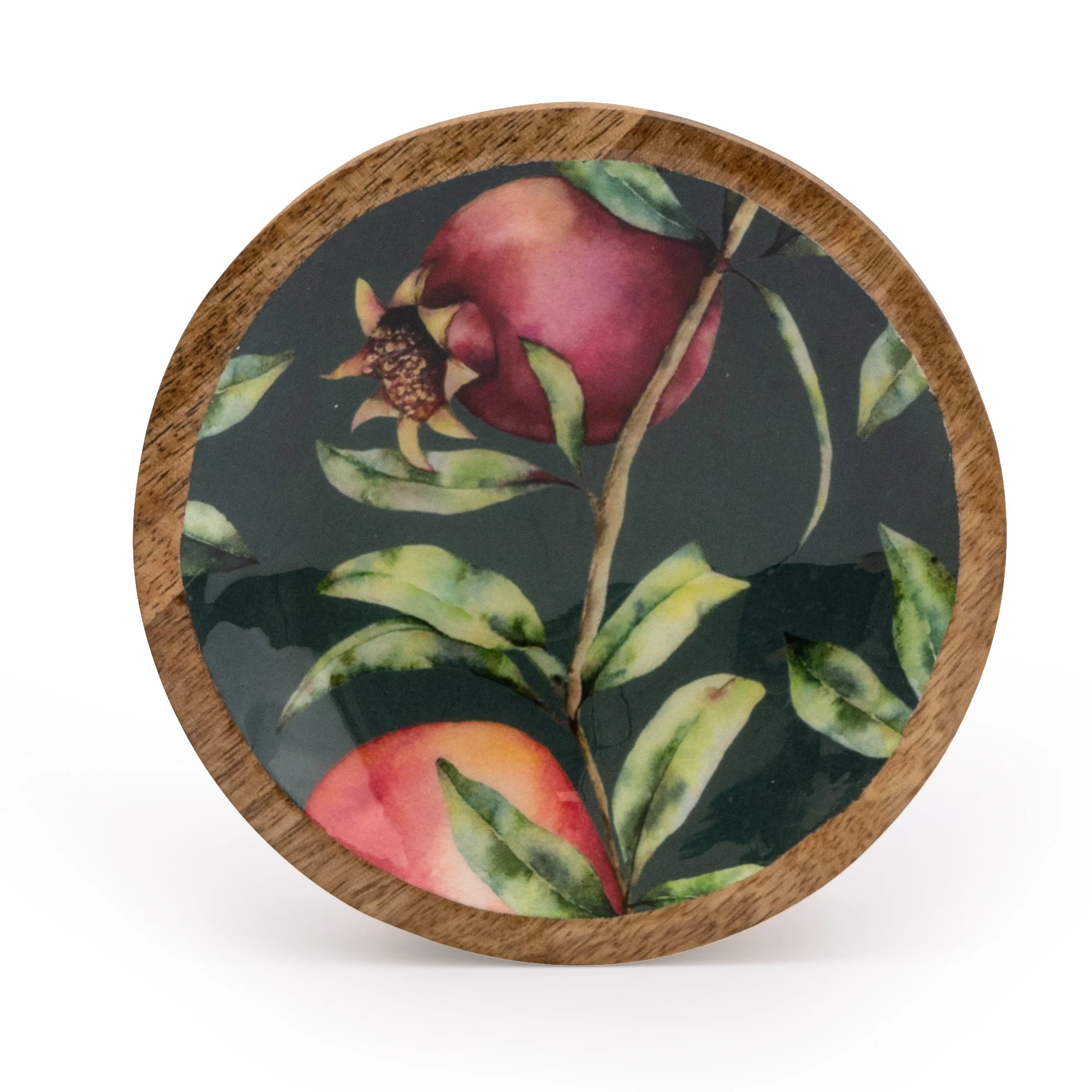 13cm Round Dish with Enamel Inlay Pomegranate - White - Image 3