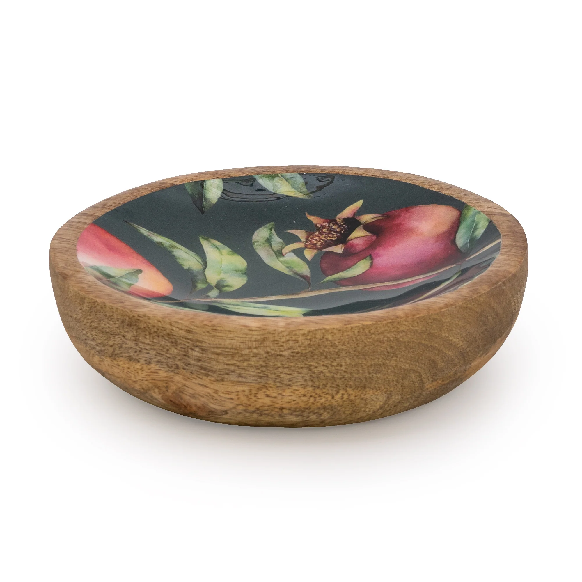 13cm Round Dish with Enamel Inlay Pomegranate - White - Image 4