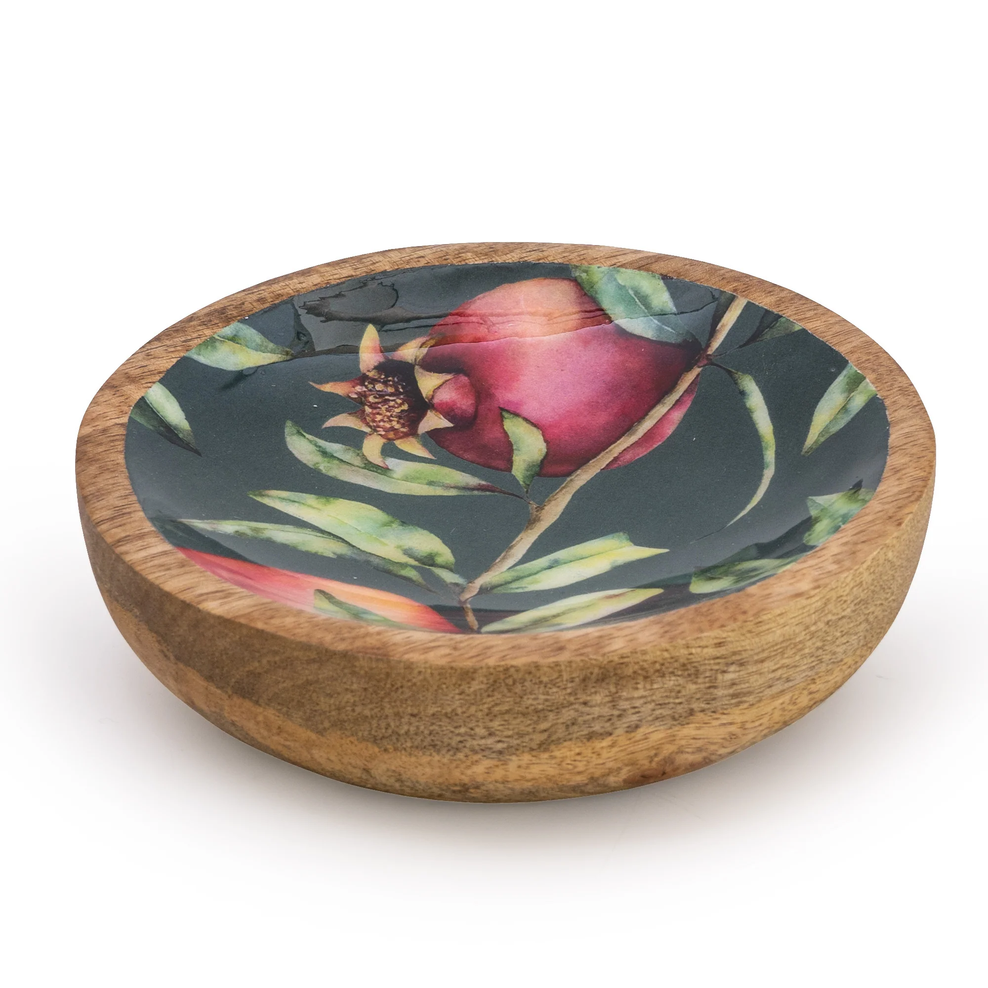 13cm Round Dish with Enamel Inlay Pomegranate - White - Image 5