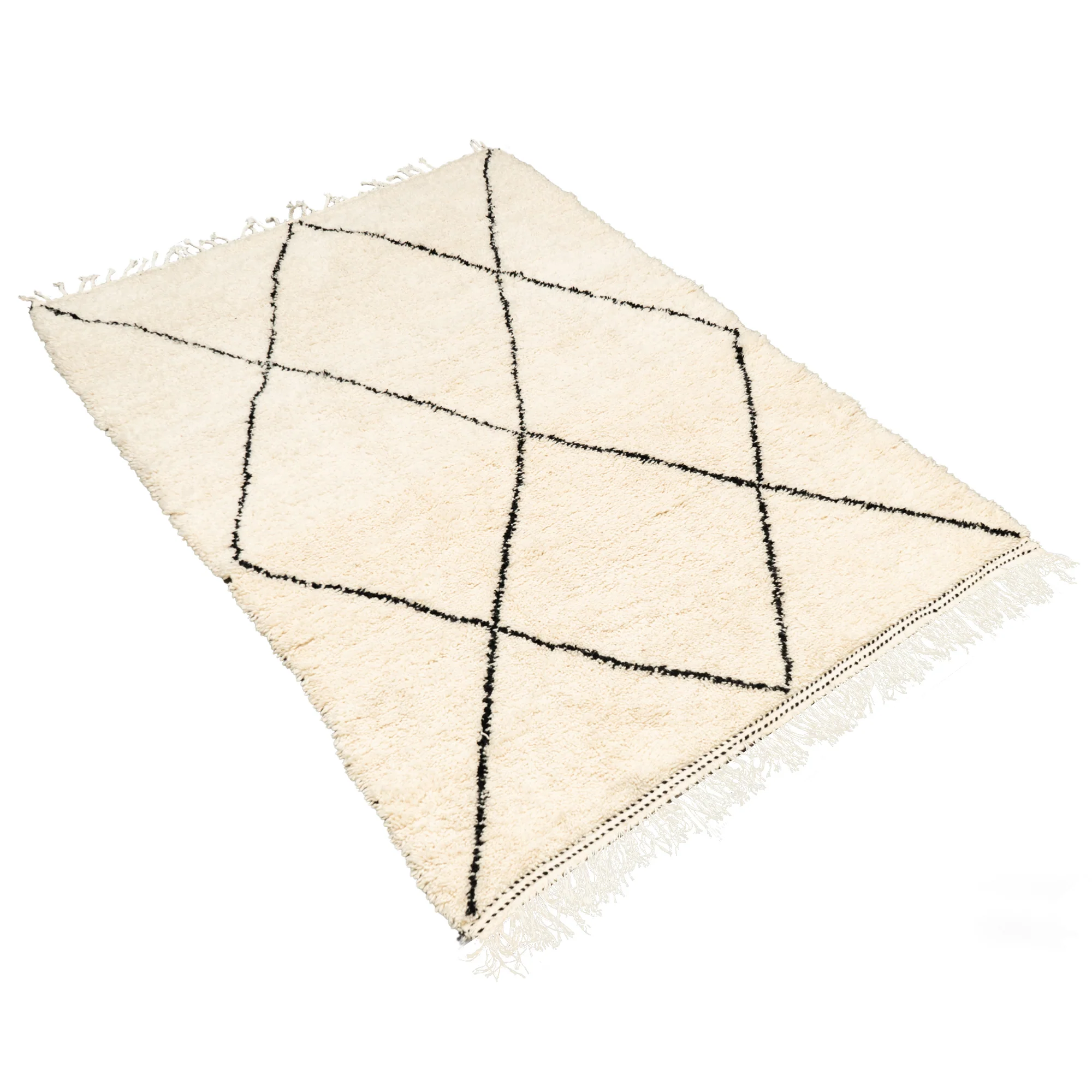 Extra Large Authentic Moroccan Berber Rug in Cream with a Black Cross Design - Image 4