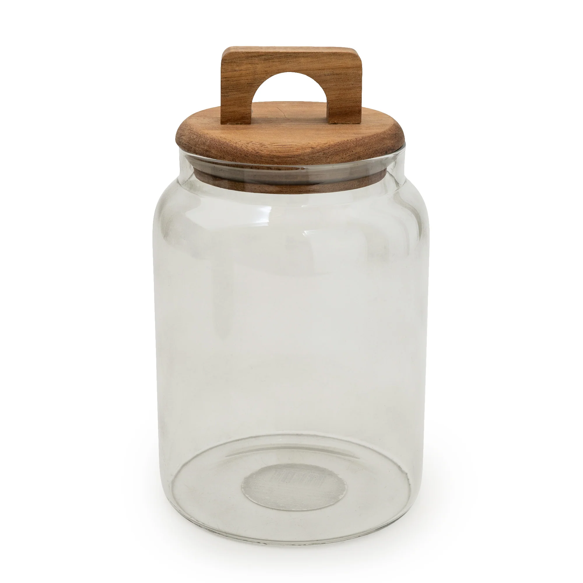 Stylish Grey Glass Storage Jar with Chic Wooden Lid - Image 4