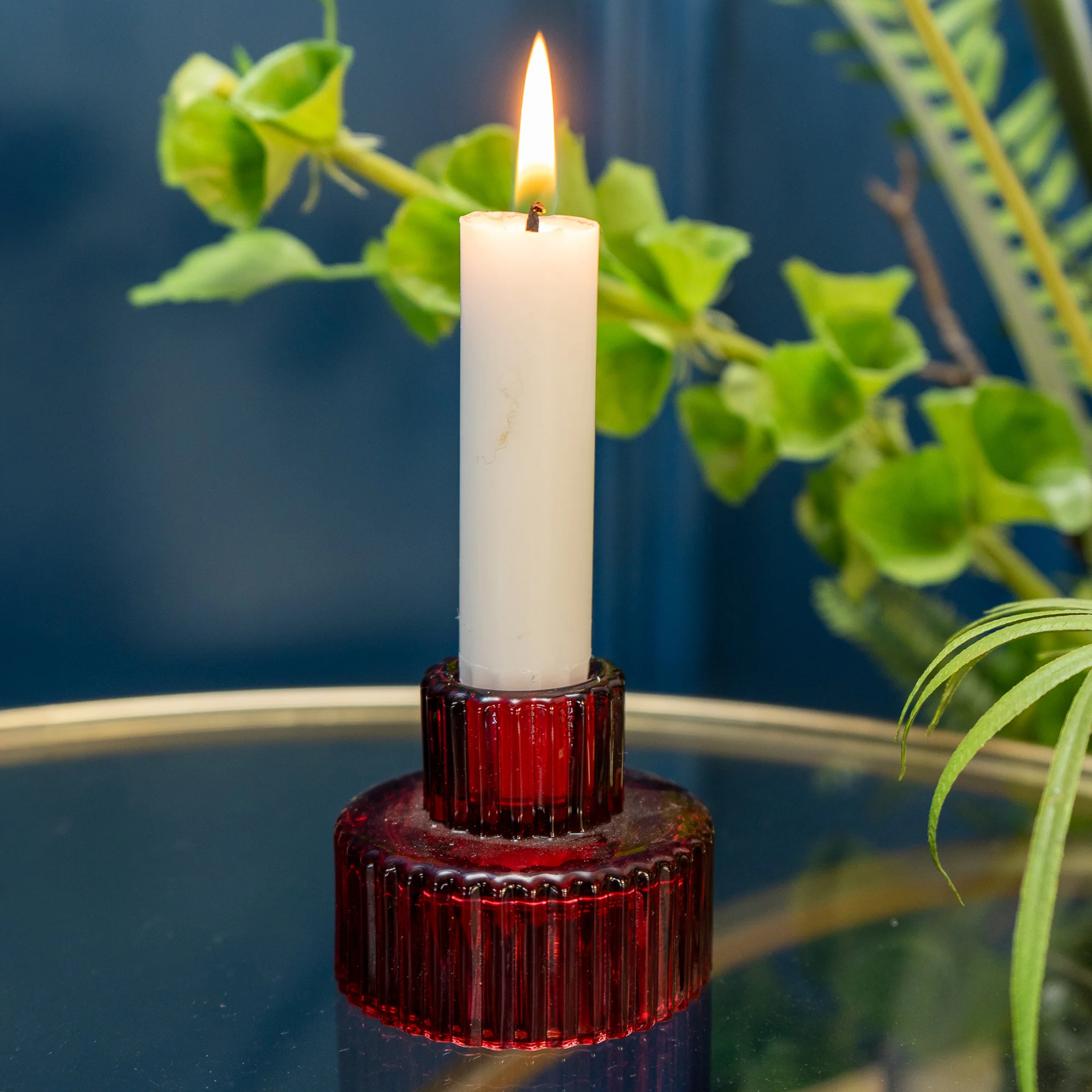 Versatile Red 2-Way Glass Tealight/Candle Holder - Image 3