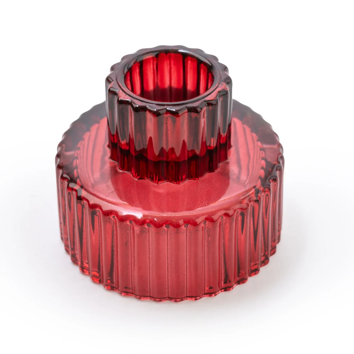 Versatile Red 2-Way Glass Tealight/Candle Holder - Image 4