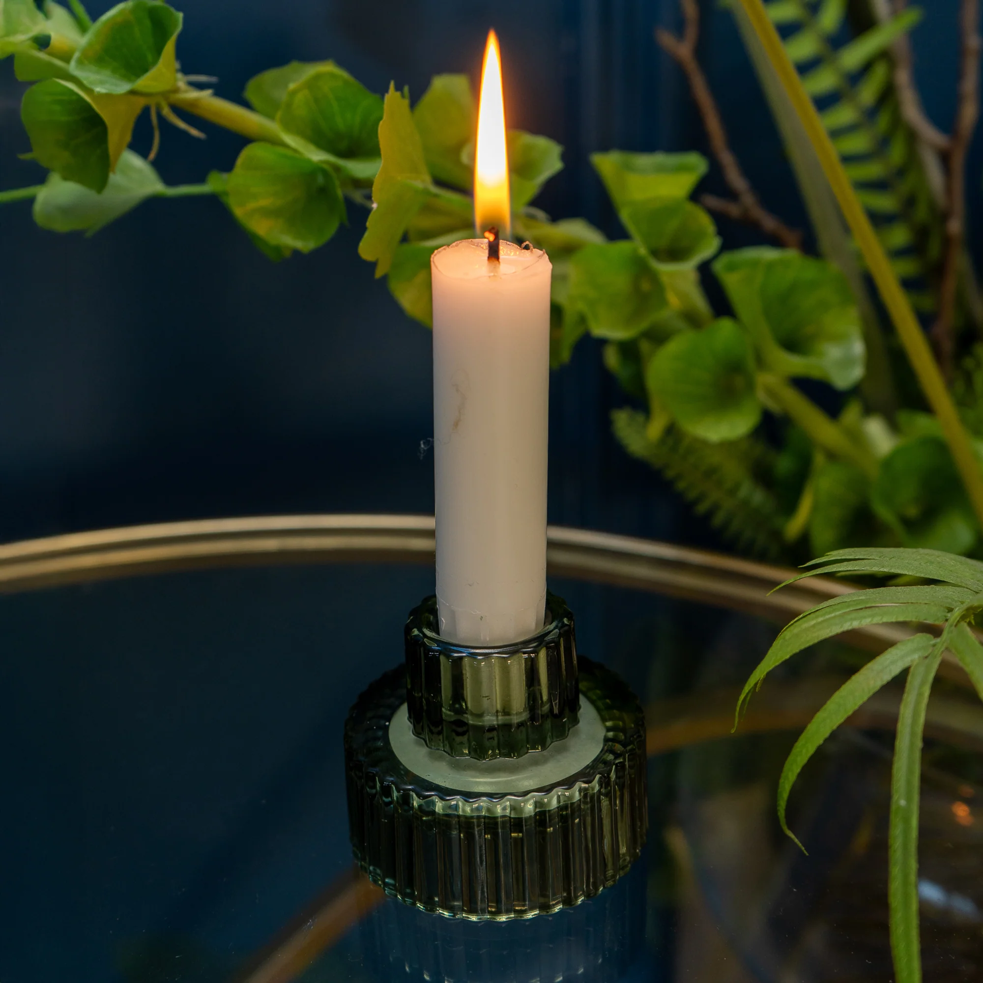 Versatile Green Glass Tealight & Candleholder - Image 2