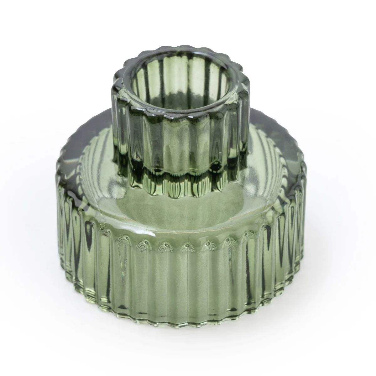 Versatile Green Glass Tealight & Candleholder - Image 3