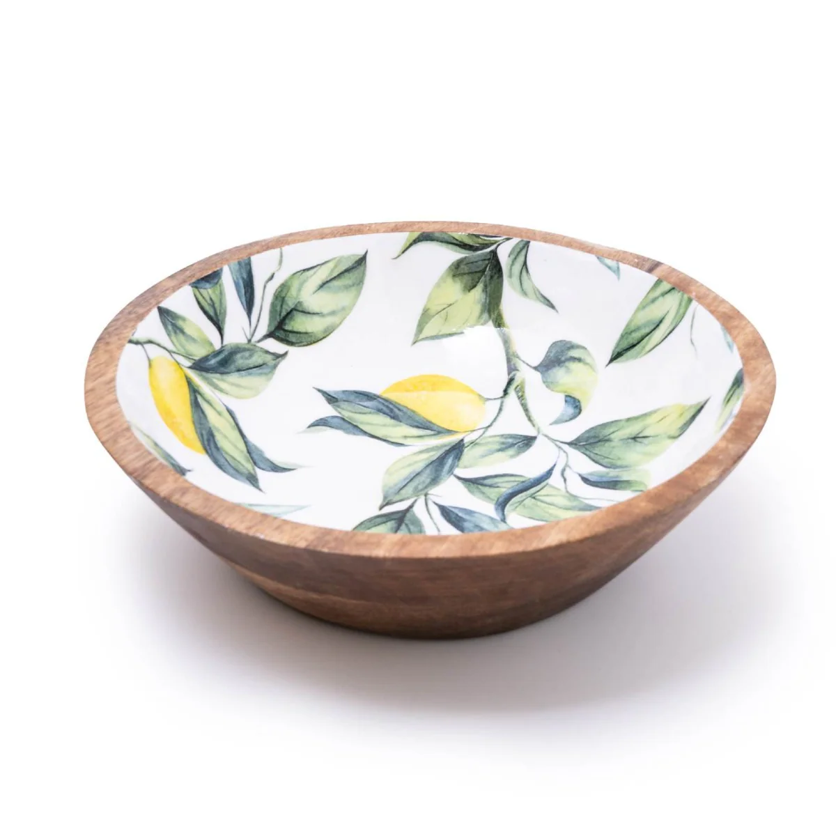 Handcrafted Lemons and Leaves Mango Wooden Bowl Dish - Image 2