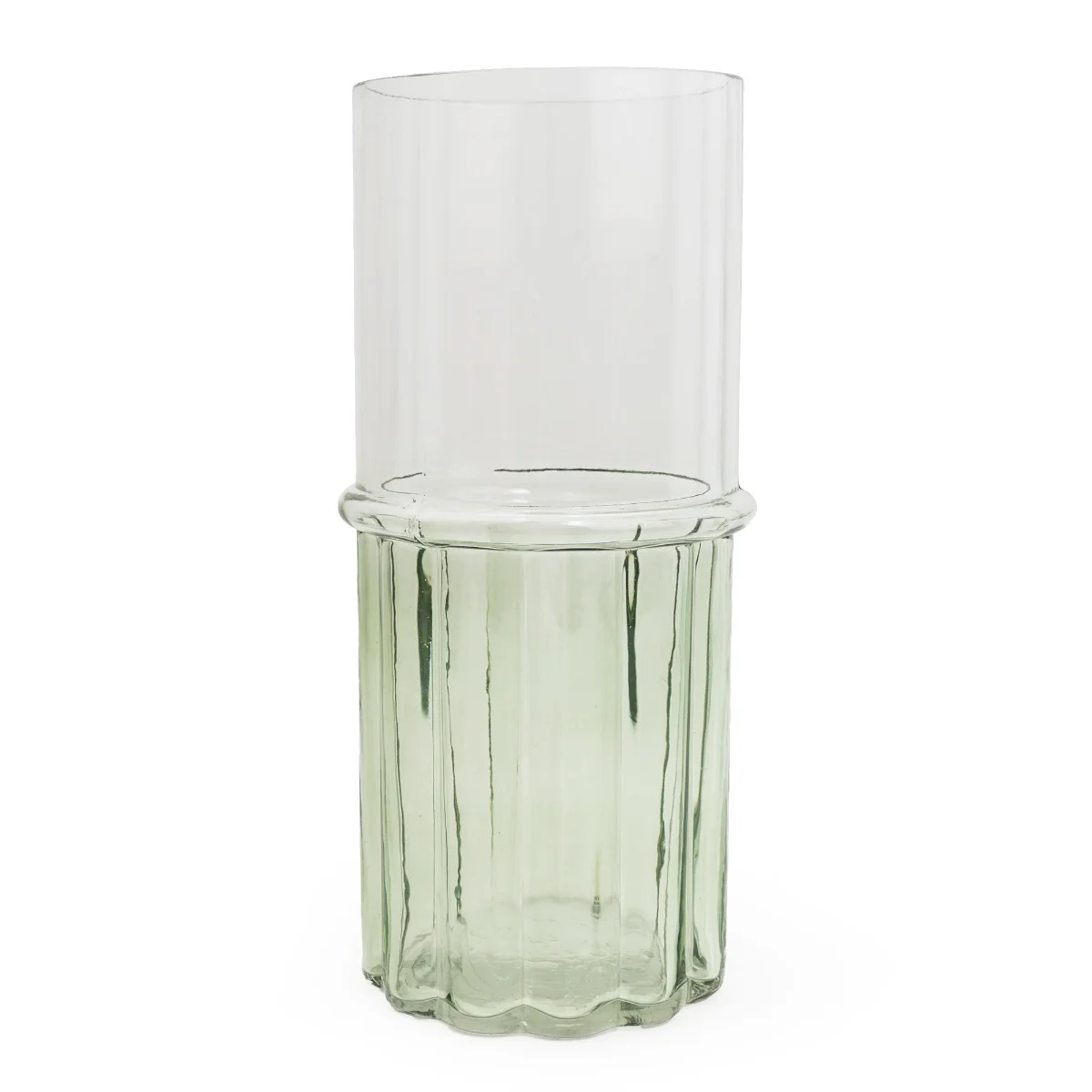 Elegant Two-Tone Glass Cylinder Vase - Clear & Green - Image 4