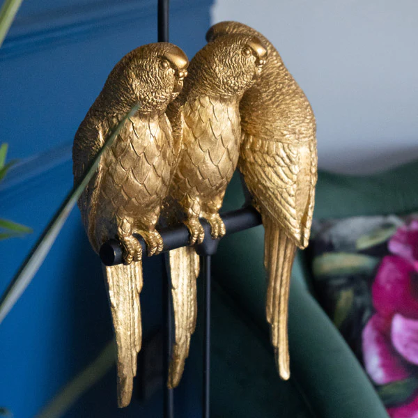 Trio Parrots Lamp: Black Gold Base with Matching Shade - Image 10