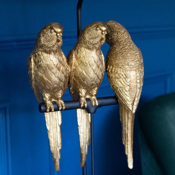 Trio Parrots Lamp: Black Gold Base with Matching Shade - Image 11