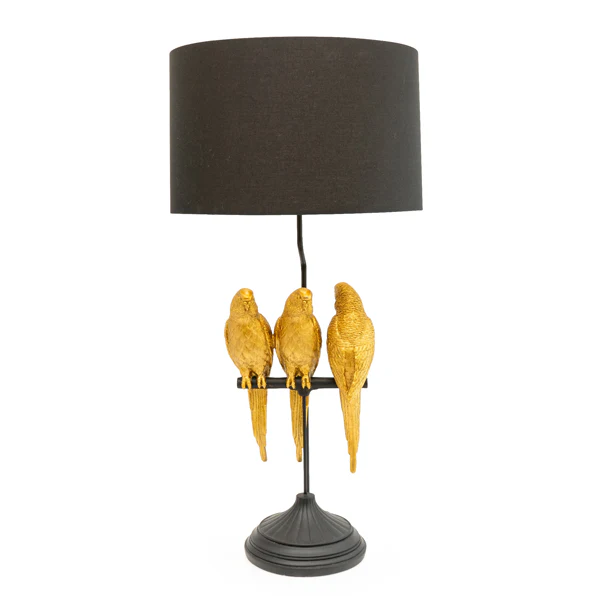 Trio Parrots Lamp: Black Gold Base with Matching Shade - Image 12