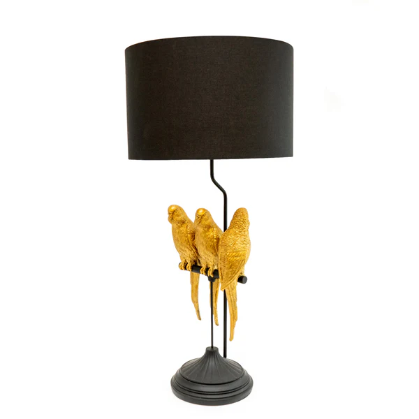 Trio Parrots Lamp: Black Gold Base with Matching Shade - Image 13