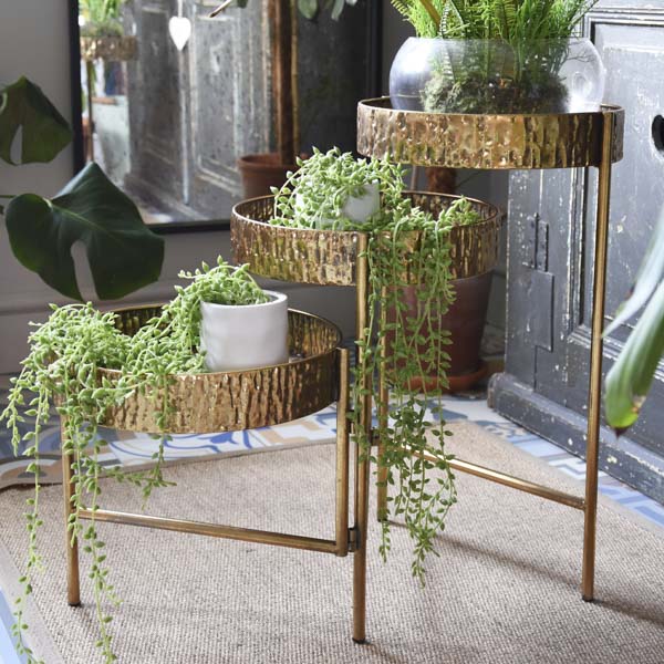 Elegant Antique Gold 3-Tier Metal Planter Stand - Image 2