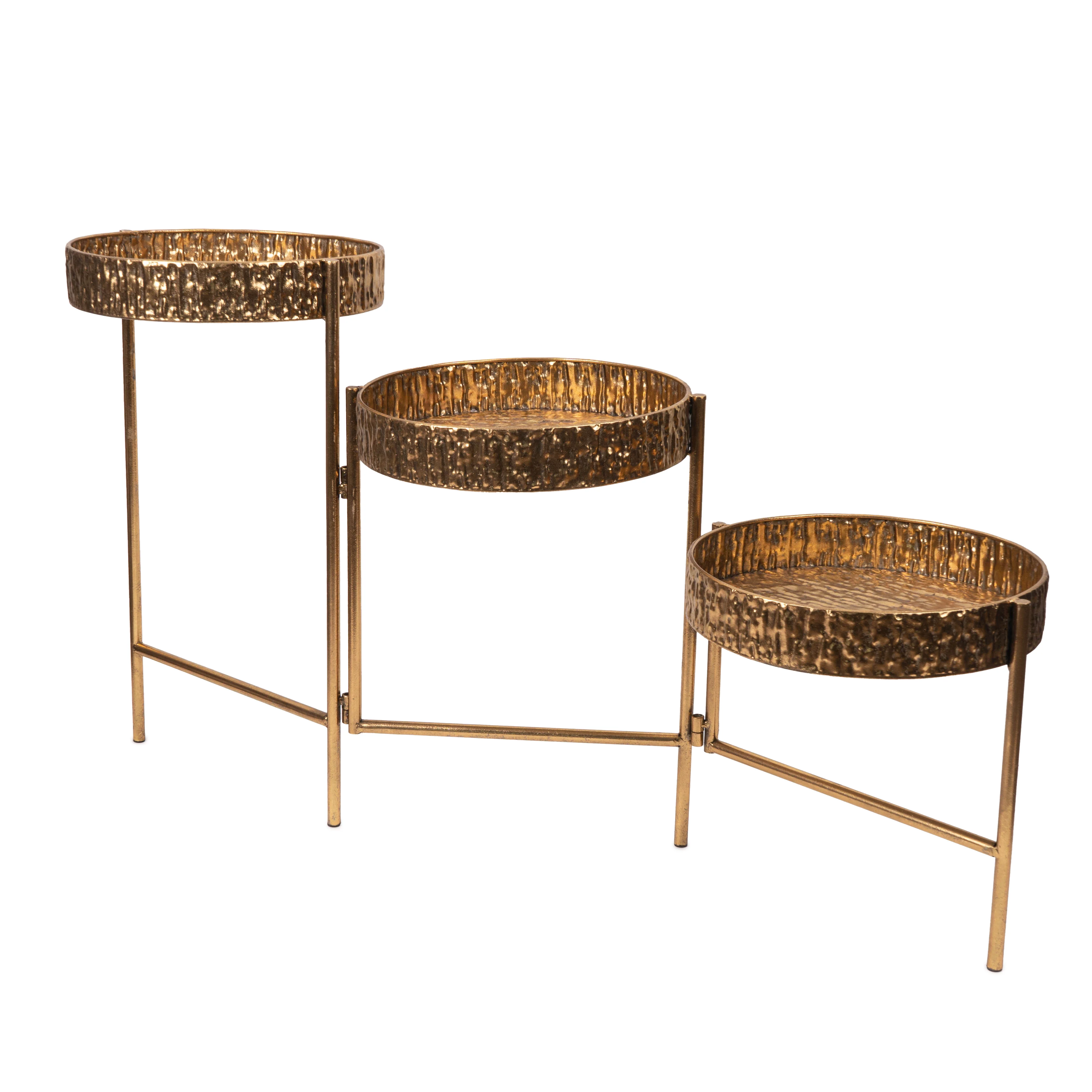 Elegant Antique Gold 3-Tier Metal Planter Stand - Image 4
