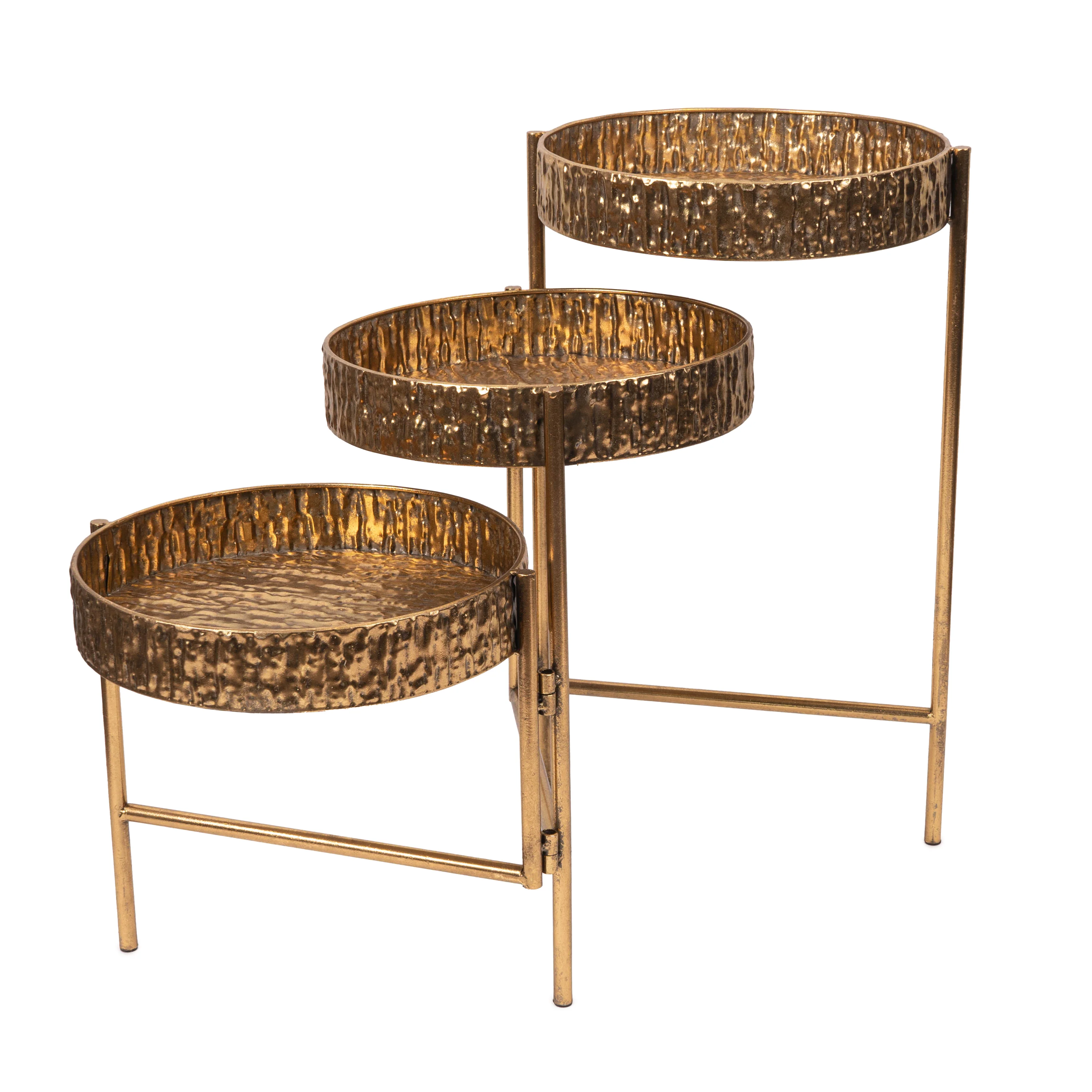 Elegant Antique Gold 3-Tier Metal Planter Stand - Image 5