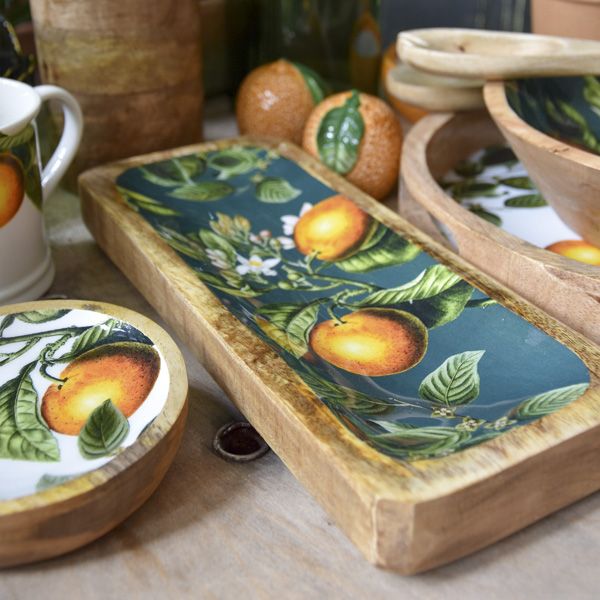 30.5cm Rectangular Dish with Enamel Inlay Orange Blossom - Image 3