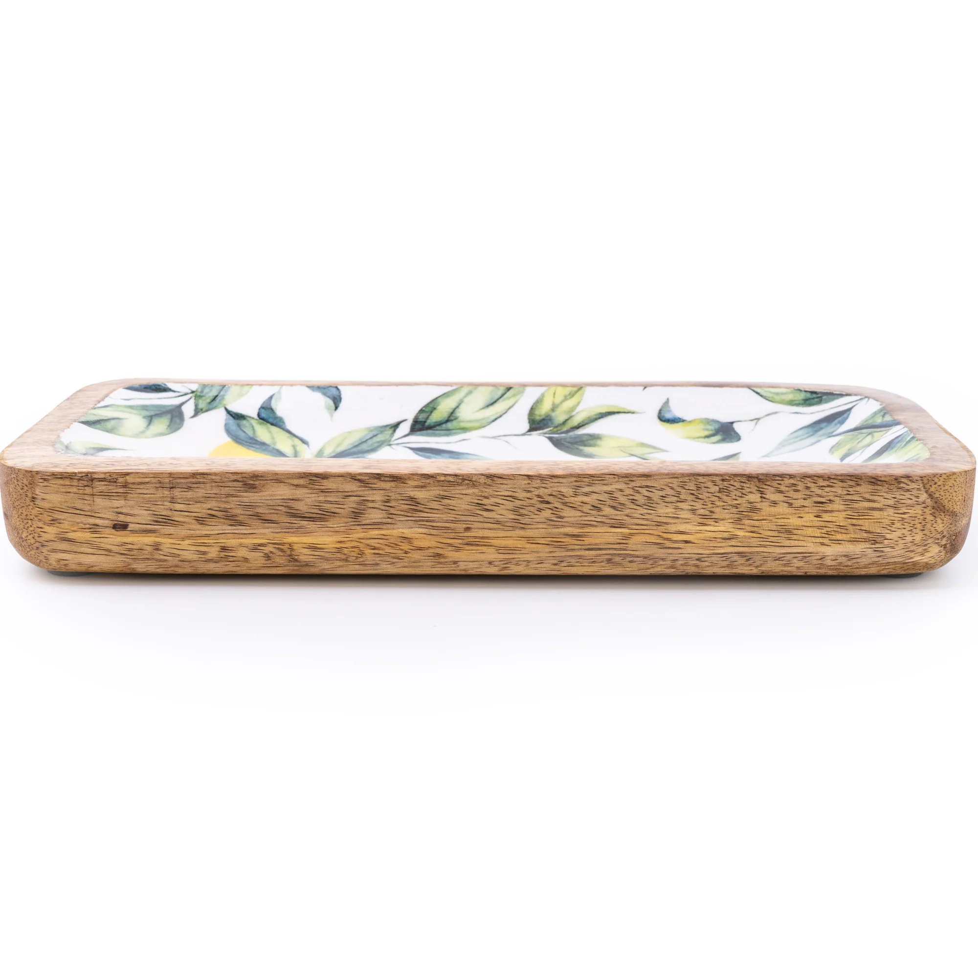 30.5CM Rectangular Dish With Enamel Inlay Mediterranean Lemons - Image 5