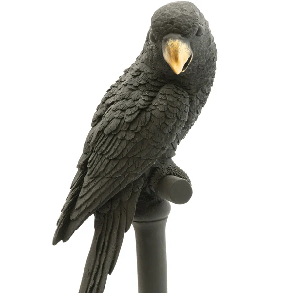 Black and Gold Parrot Bird Ornament on Stand - Image 7