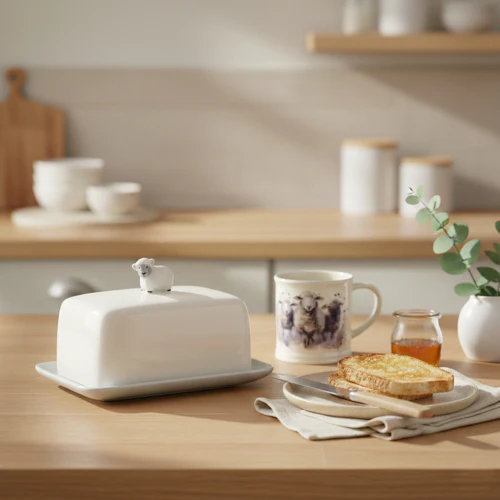 3D Sheep White Butter Dish