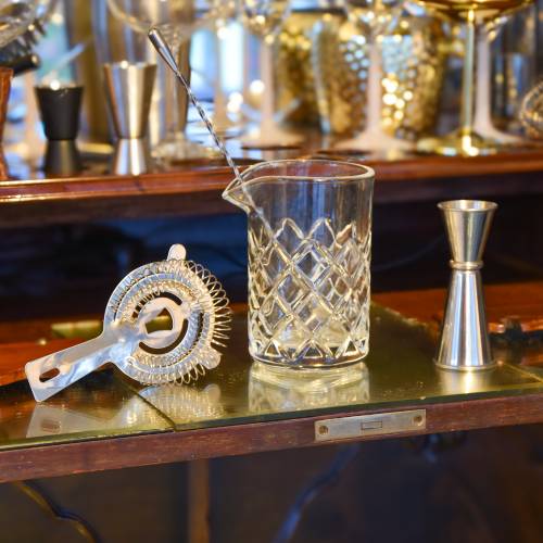 4 Piece Cocktail Set with Diamond Cut Glass Tumbler Jug