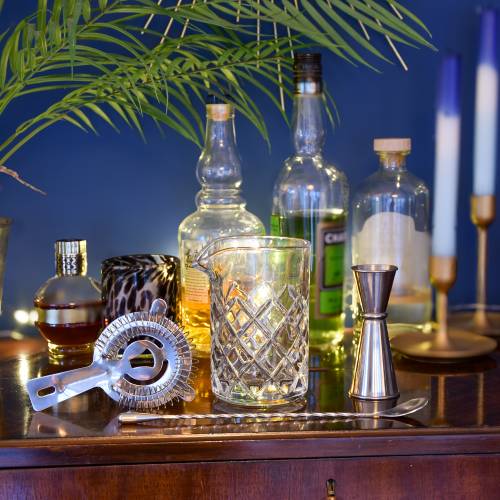 4 Piece Cocktail Set with Diamond Cut Glass Tumbler Jug - Image 2