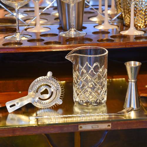 4 Piece Cocktail Set with Diamond Cut Glass Tumbler Jug - Image 5