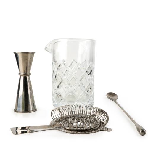 4 Piece Cocktail Set with Diamond Cut Glass Tumbler Jug - Image 6