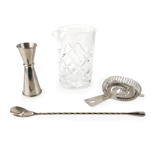 4 Piece Cocktail Set with Diamond Cut Glass Tumbler Jug - Image 7
