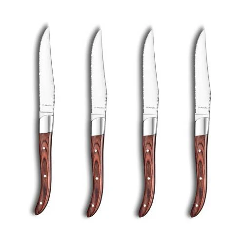 4-Piece Maroon Steak Knife Set - Image 2