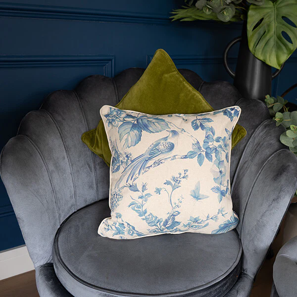 Turquoise and White Floral Design Cushion