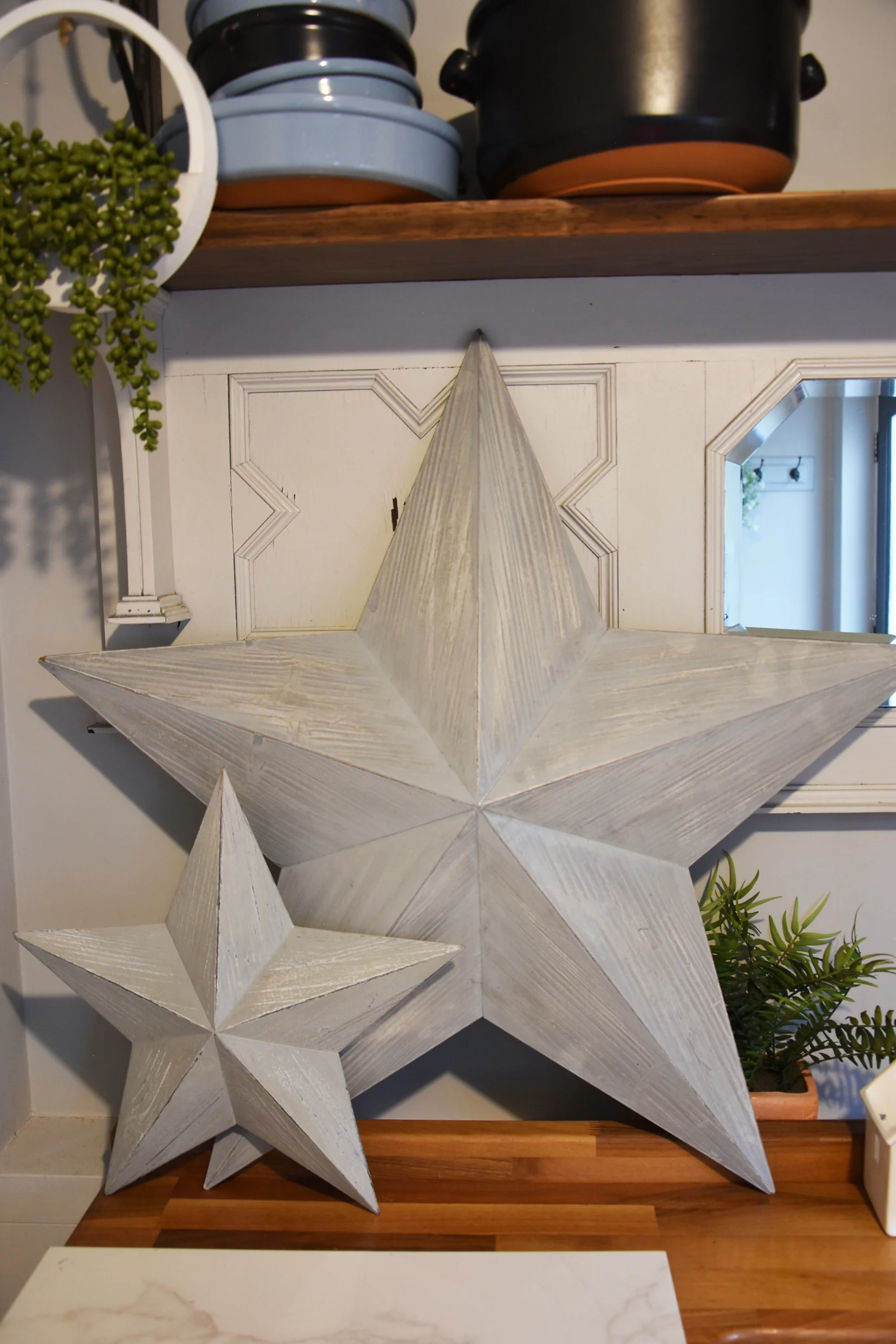 76cm 3D MDF Star - Grey Wash