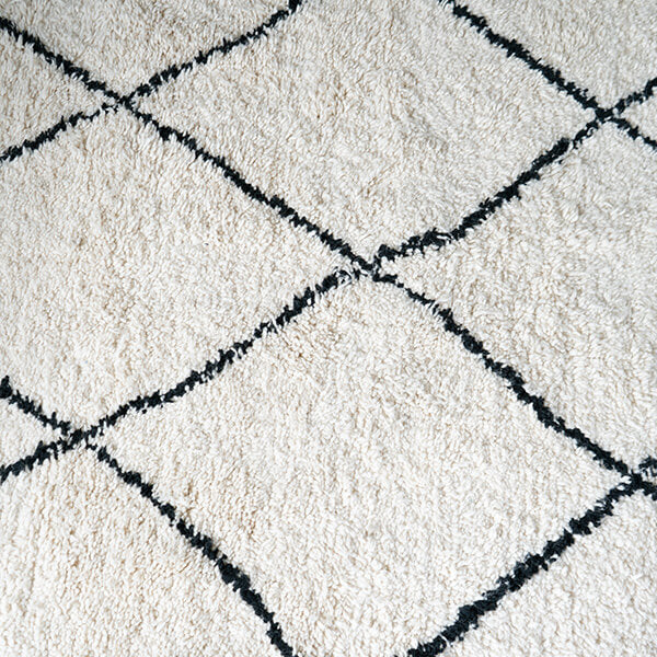 Medium Authentic Moroccan Berber Rug in Cream with a Black Cross Design - Image 4