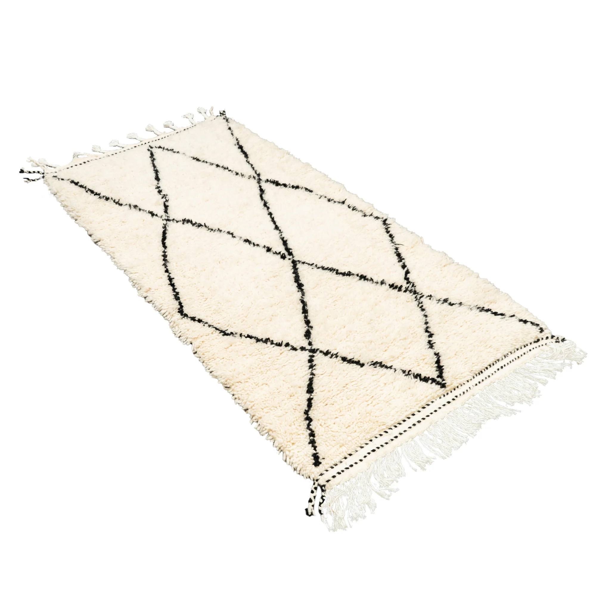 Medium Authentic Moroccan Berber Rug in Cream with a Black Cross Design - Image 5
