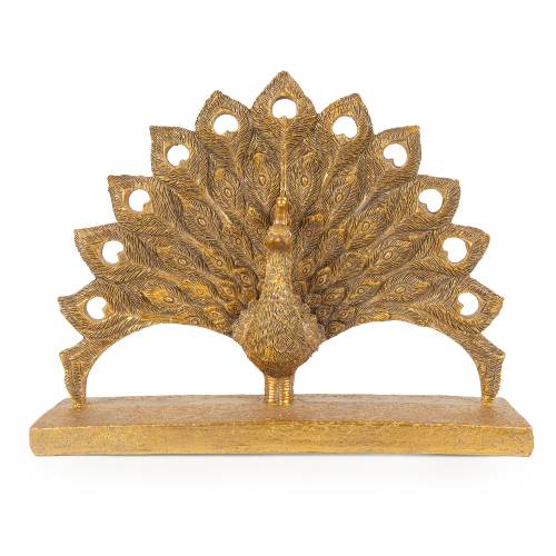 Antique Gold Fan Tail Peacock Ornament - Image 5