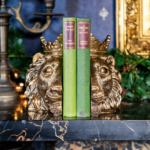 Antique Gold Lion Bookends