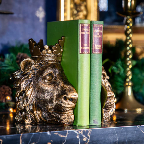 Antique Gold Lion Bookends - Image 4