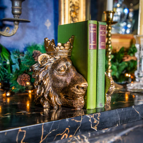 Antique Gold Lion Bookends - Image 7