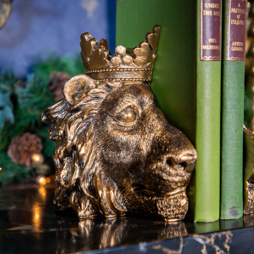 Antique Gold Lion Bookends - Image 8