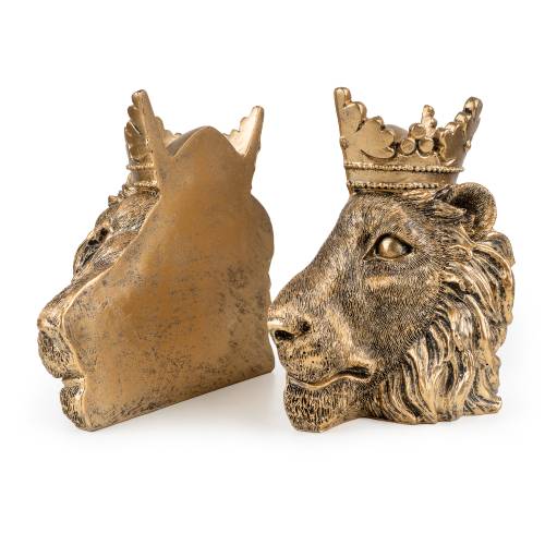 Antique Gold Lion Bookends - Image 9