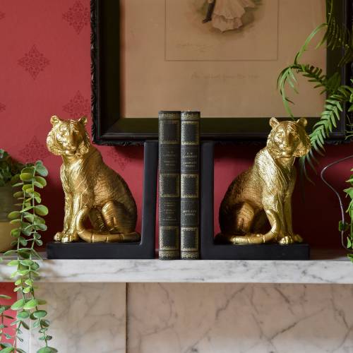 Antique Gold Tiger Bookends