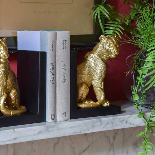 Antique Gold Tiger Bookends - Image 3
