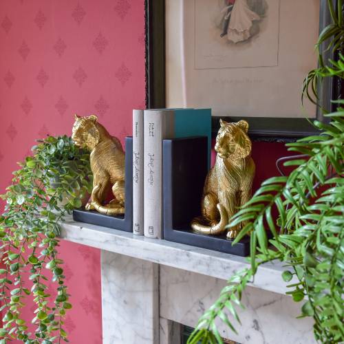 Antique Gold Tiger Bookends - Image 5