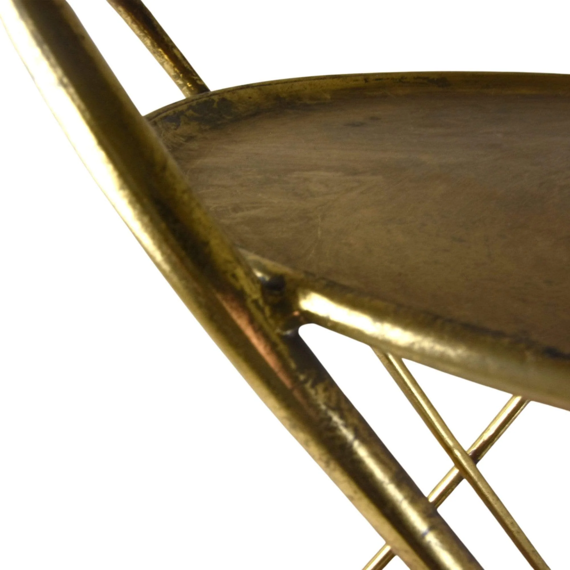 Art Deco Gold Large Round Drinks Trolley on Black Wheels - Image 7
