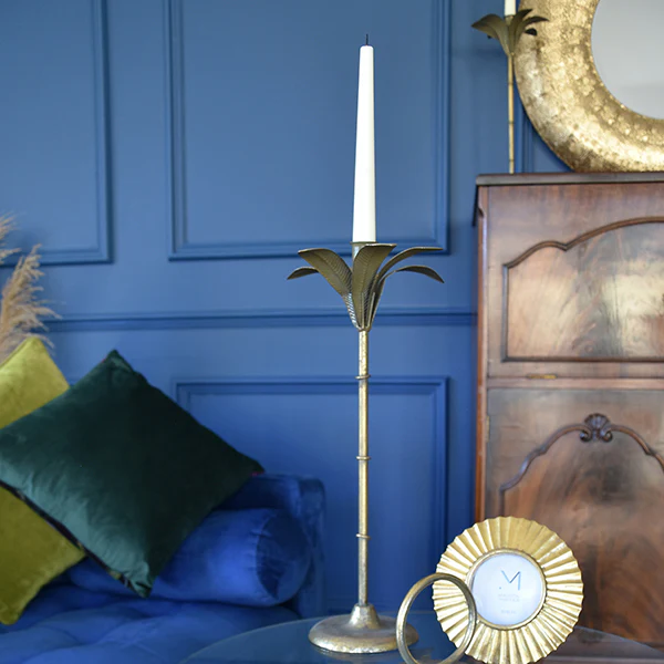 Art Deco Gold Palm Tree Candle Holder