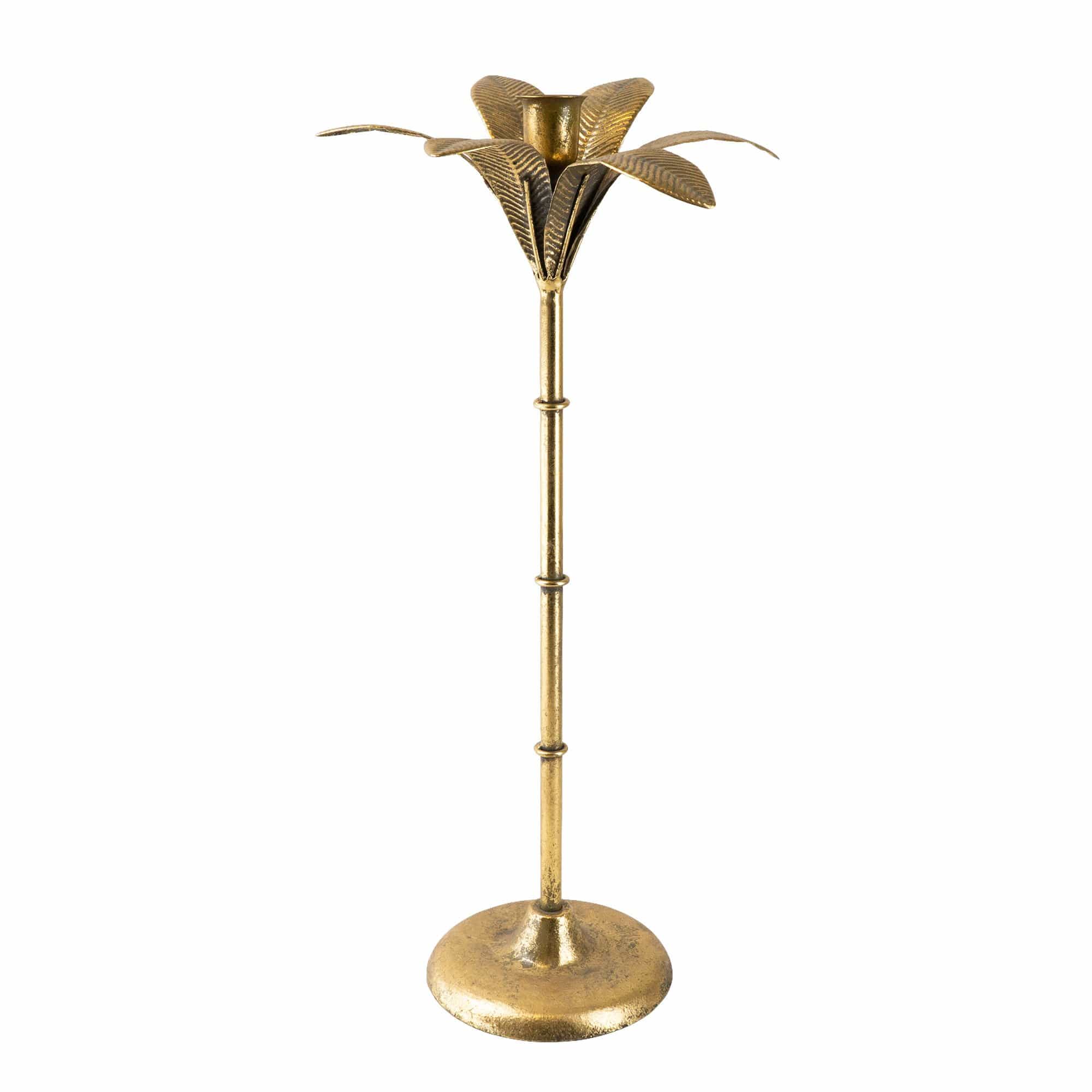 Art Deco Gold Palm Tree Candle Holder - Image 2