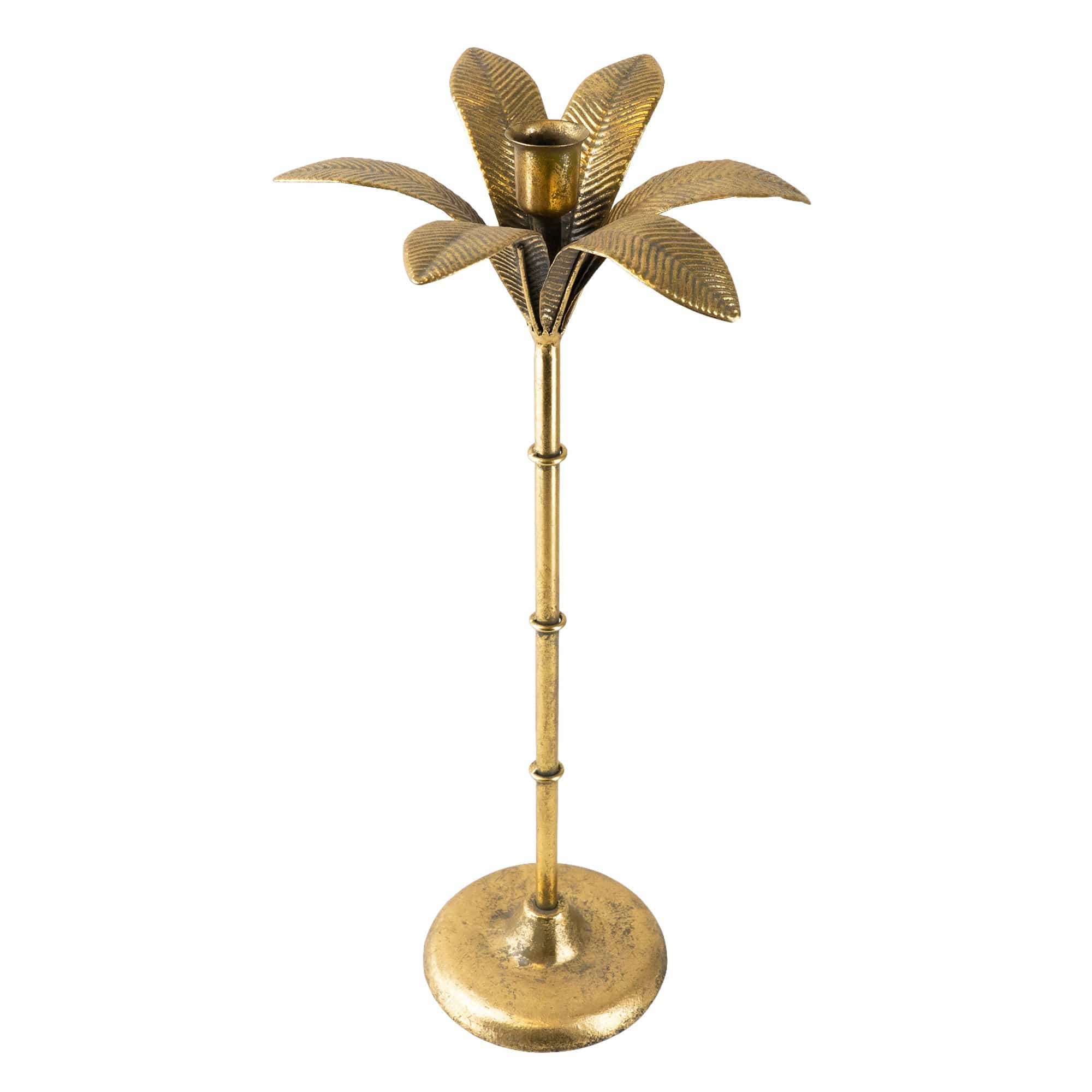 Art Deco Gold Palm Tree Candle Holder - Image 3