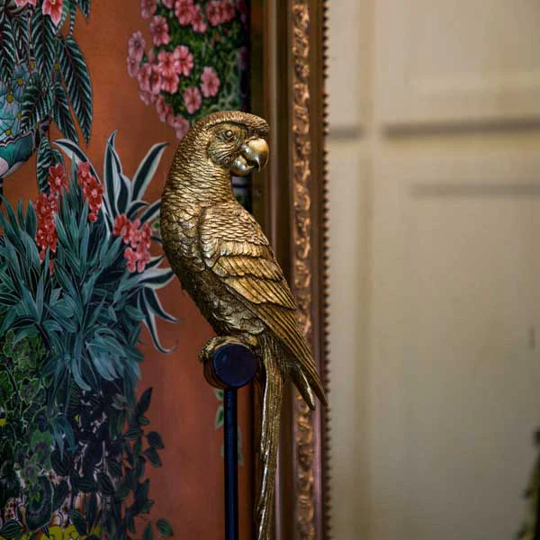 Art Deco Gold Parrot Statue Mounted on a Black Stand - Image 3