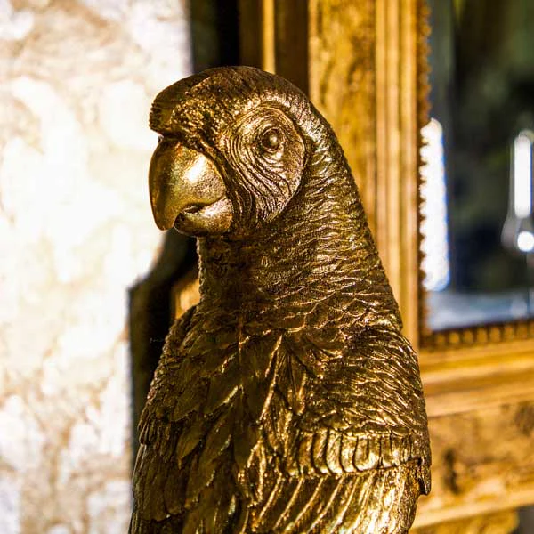Art Deco Gold Parrot Statue Mounted on a Black Stand - Image 4