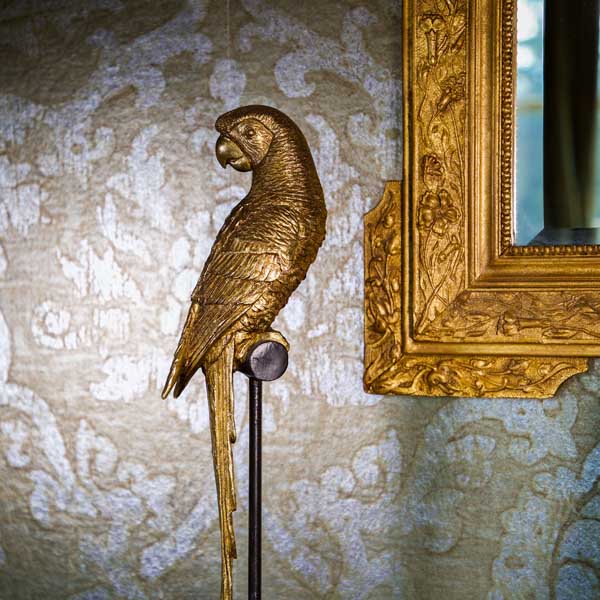 Art Deco Gold Parrot Statue Mounted on a Black Stand - Image 6